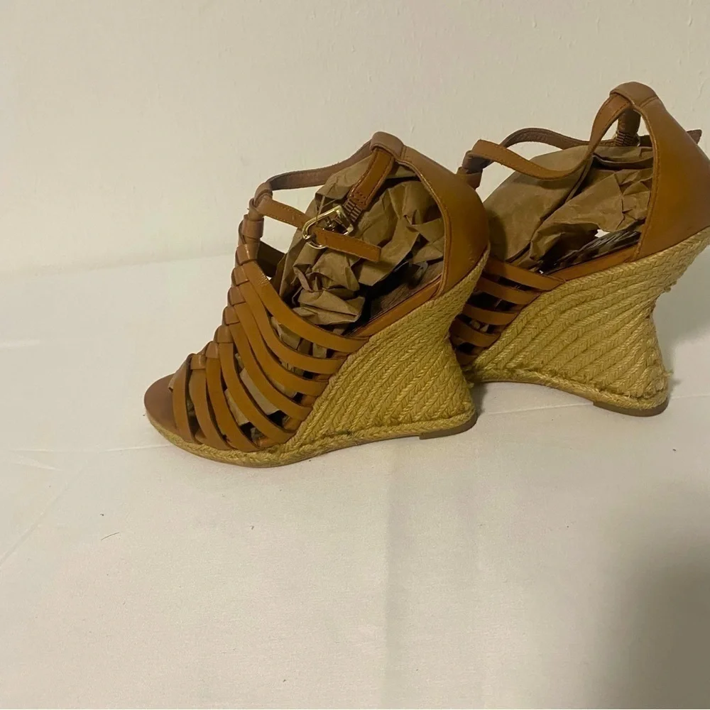 Sam Edelman Women’s Annabel Jute Wedge 4” Size 7M Brown Leather.